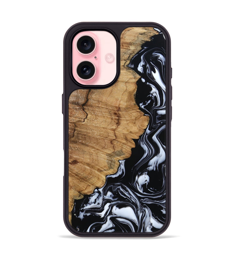 iPhone 16 Wood Phone Case - Buster (Black & White, 795272)
