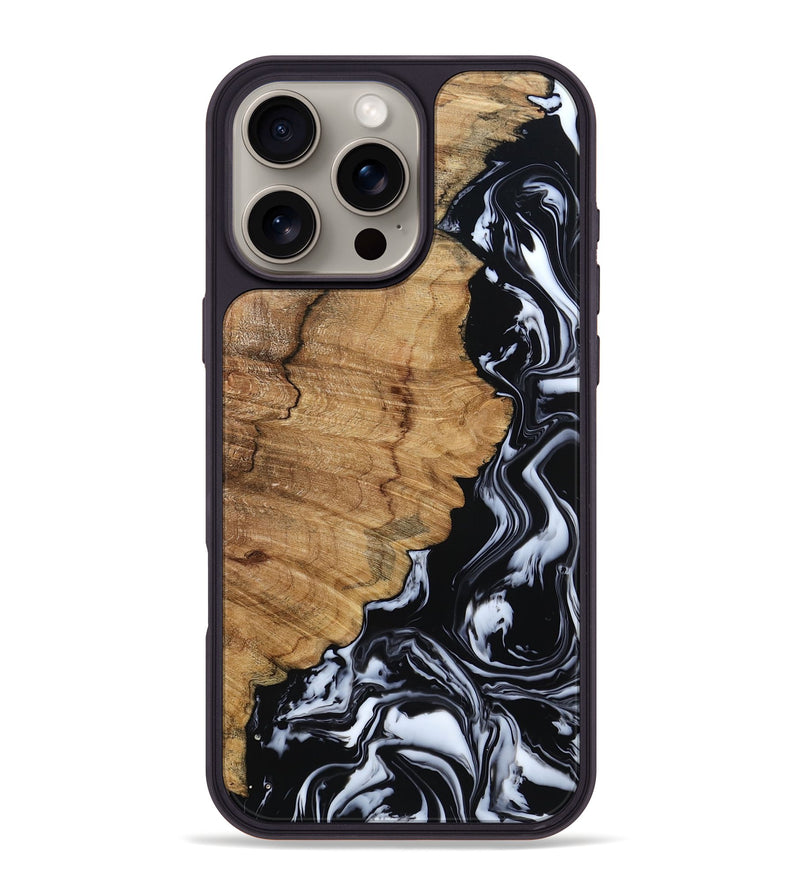 iPhone 16 Pro Max Wood Phone Case - Buster (Black & White, 795272)