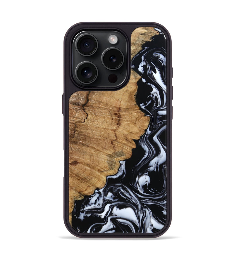 iPhone 16 Pro Wood Phone Case - Buster (Black & White, 795272)