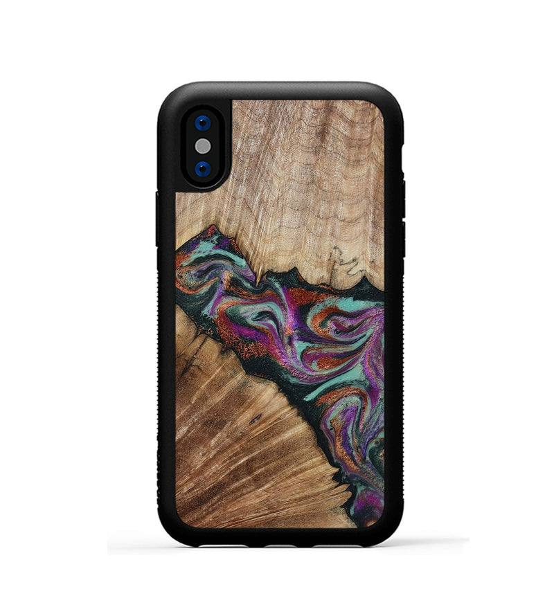 iPhone Xs Wood Phone Case - Lamar (Green, 795362)