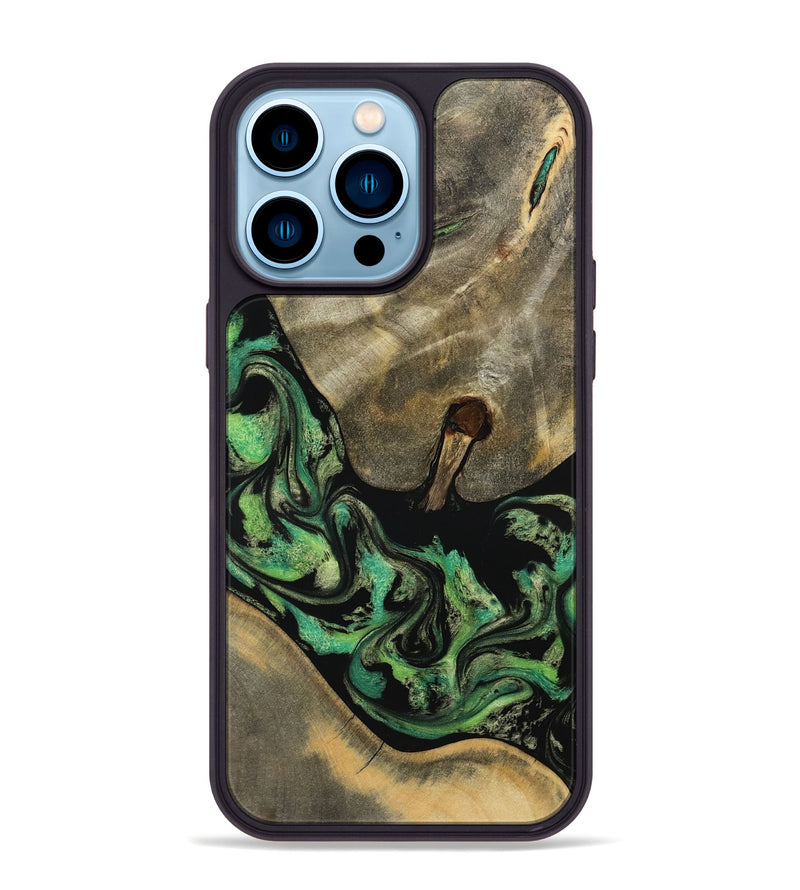 iPhone 14 Pro Max Wood Phone Case - Marjory (Green, 795374)