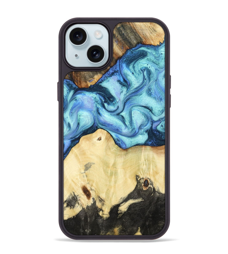 iPhone 15 Plus Wood Phone Case - Jeff (Blue, 795389)