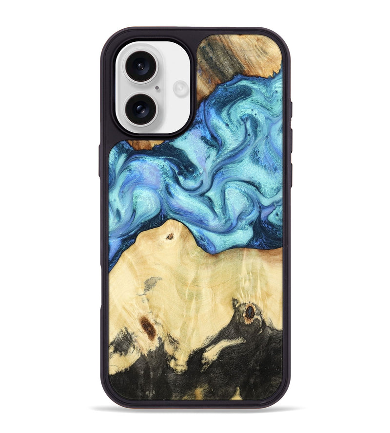 iPhone 16 Plus Wood Phone Case - Jeff (Blue, 795389)