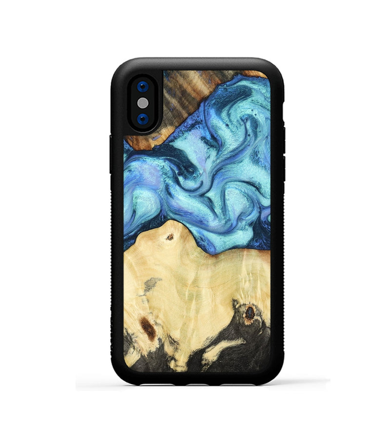 iPhone Xs Wood Phone Case - Jeff (Blue, 795389)