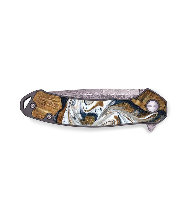 EDC Wood Pocket Knife - Sharon (Teal & Gold, 795438)