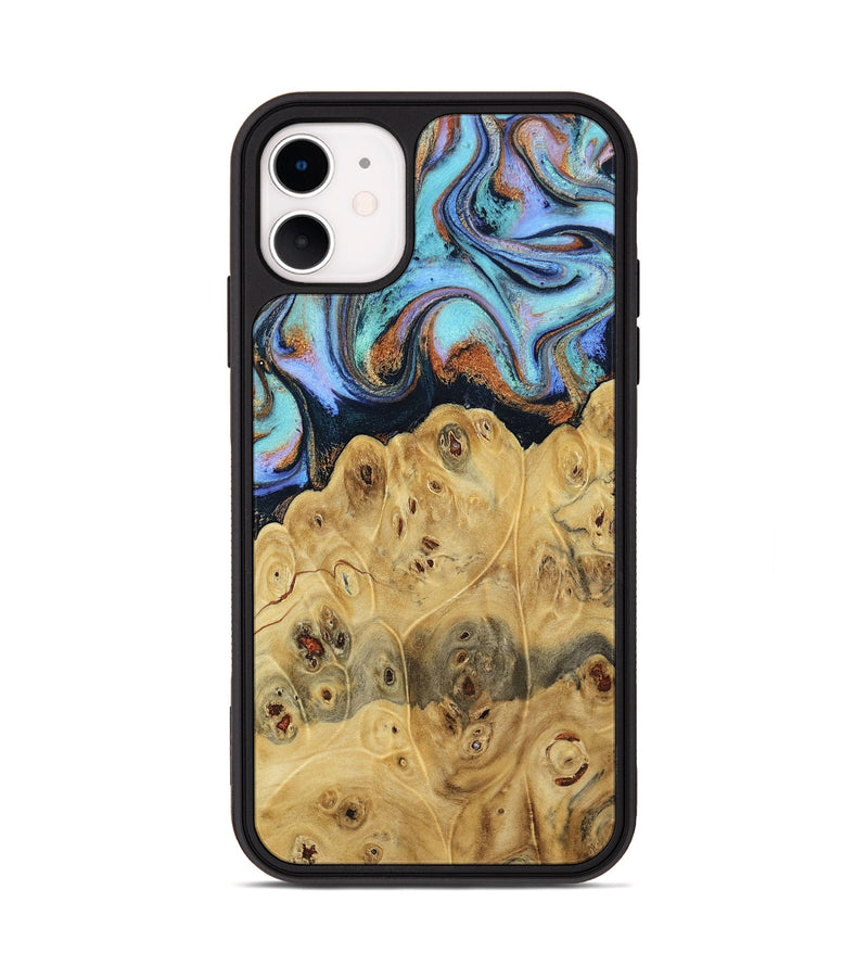 iPhone 11 Wood Phone Case - Tawnya (Teal & Gold, 795441)