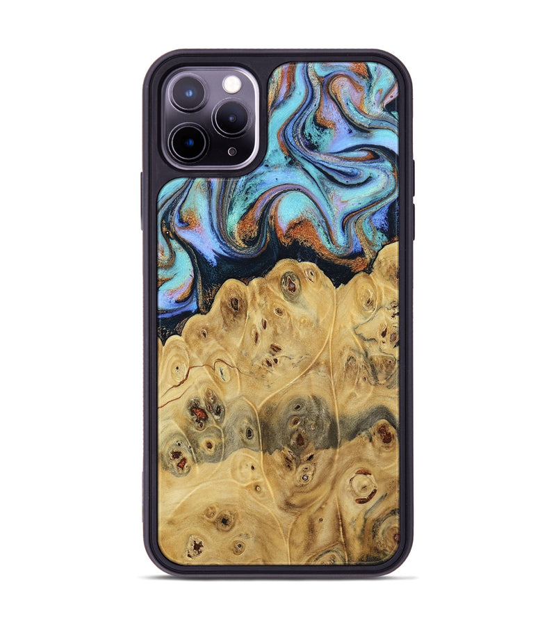 iPhone 11 Pro Max Wood Phone Case - Tawnya (Teal & Gold, 795441)