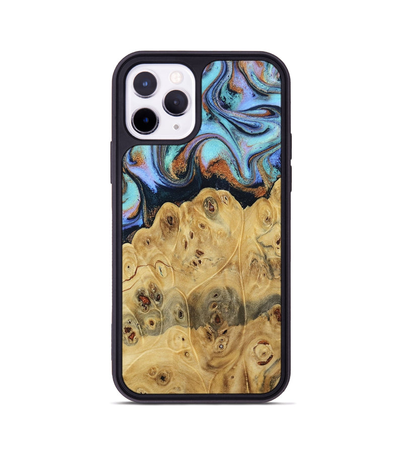iPhone 11 Pro Wood Phone Case - Tawnya (Teal & Gold, 795441)