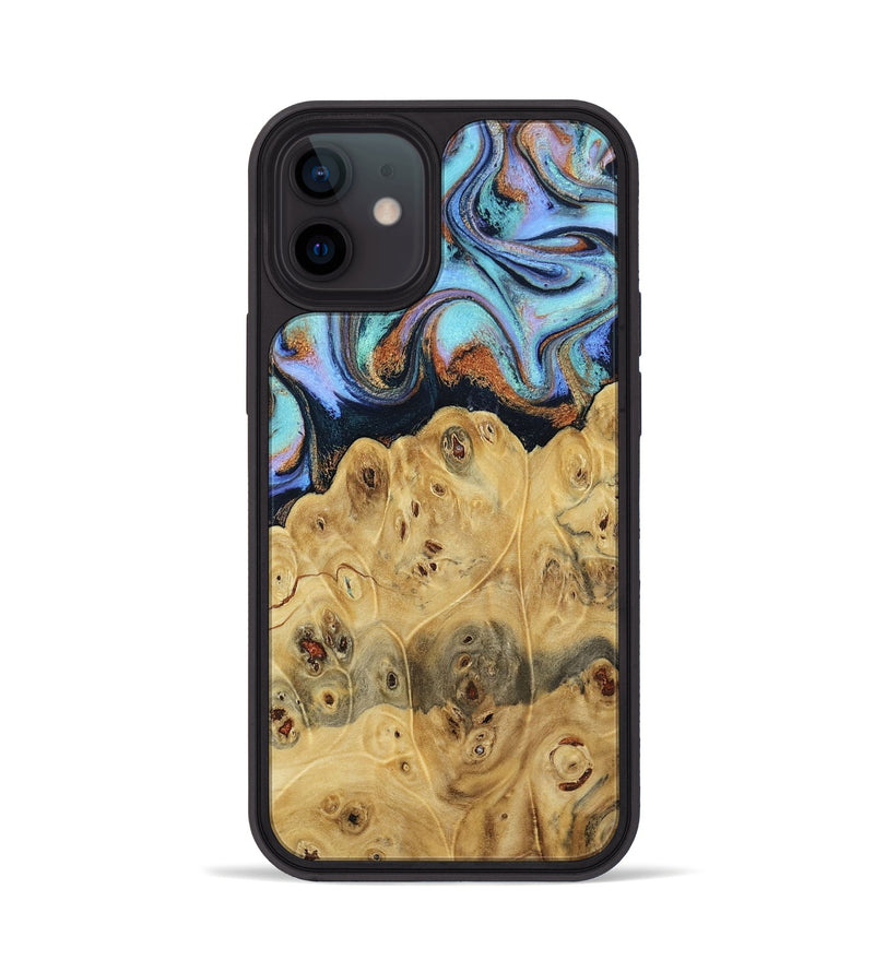 iPhone 12 Wood Phone Case - Tawnya (Teal & Gold, 795441)