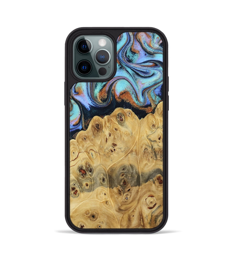 iPhone 12 Pro Wood Phone Case - Tawnya (Teal & Gold, 795441)
