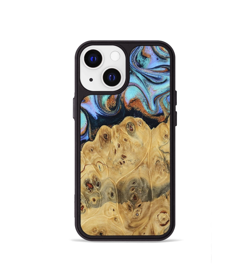iPhone 13 mini Wood Phone Case - Tawnya (Teal & Gold, 795441)
