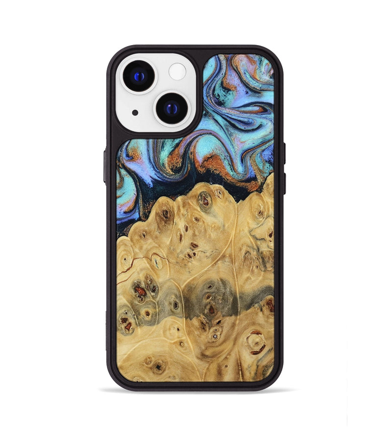 iPhone 13 Wood Phone Case - Tawnya (Teal & Gold, 795441)