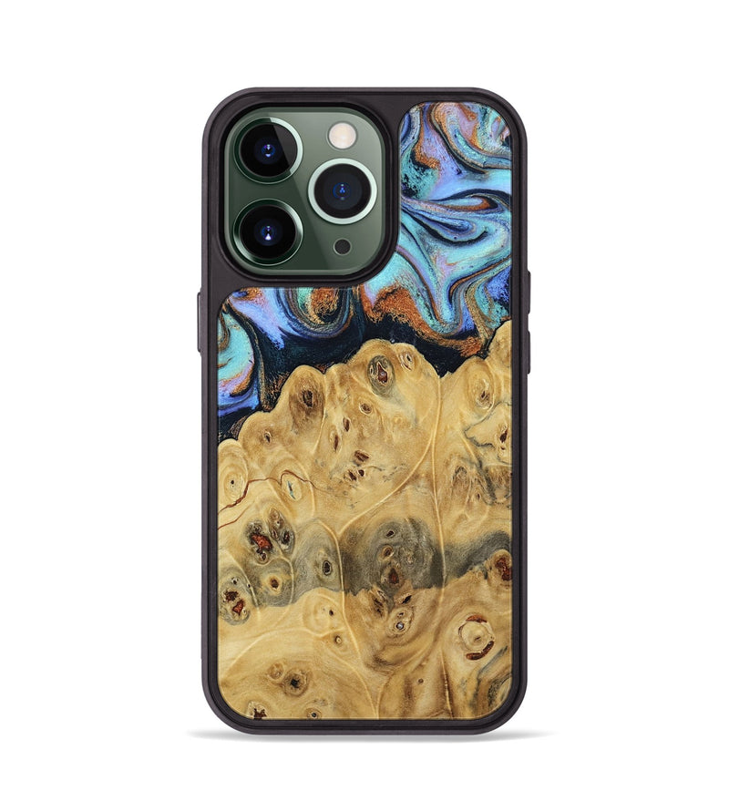 iPhone 13 Pro Wood Phone Case - Tawnya (Teal & Gold, 795441)