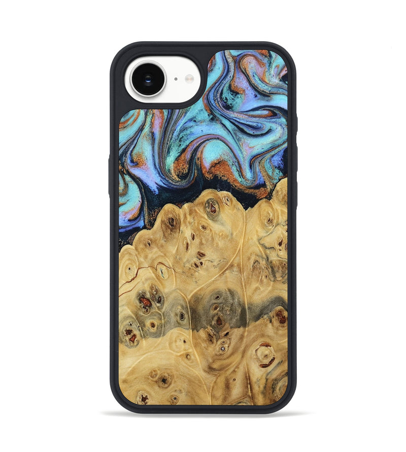 iPhone 16e Wood Phone Case - Tawnya (Teal & Gold, 795441)