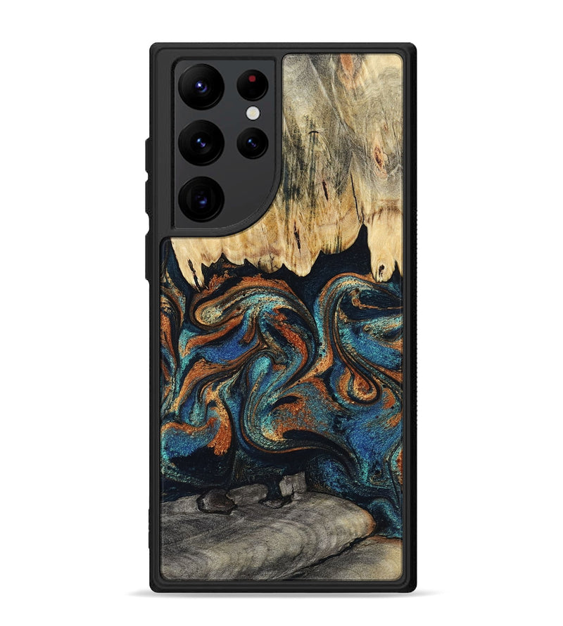 Galaxy S22 Ultra Wood Phone Case - Abdiel (Teal & Gold, 795447)
