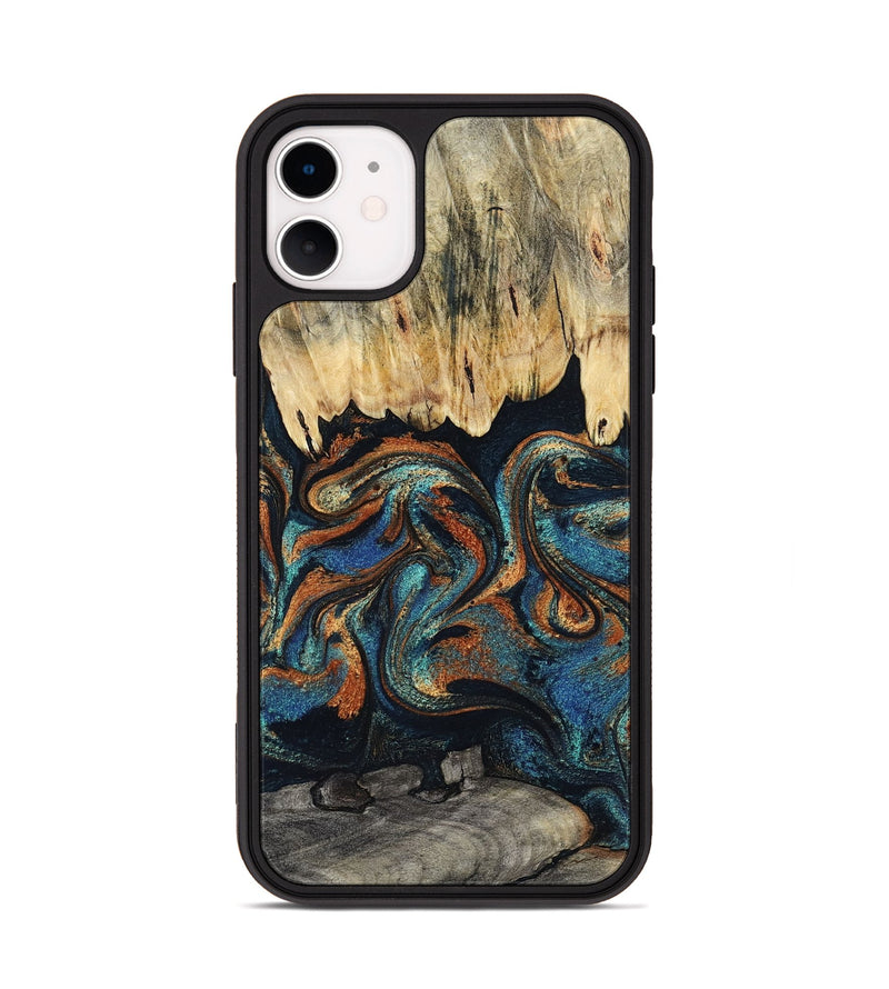 iPhone 11 Wood Phone Case - Abdiel (Teal & Gold, 795447)