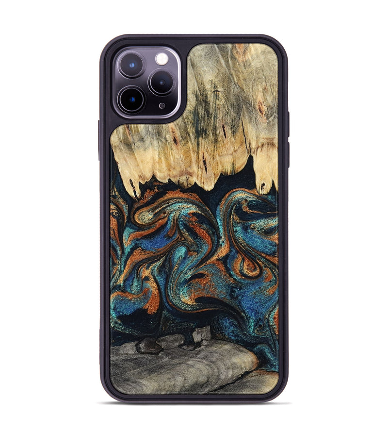 iPhone 11 Pro Max Wood Phone Case - Abdiel (Teal & Gold, 795447)