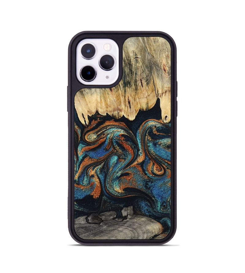 iPhone 11 Pro Wood Phone Case - Abdiel (Teal & Gold, 795447)