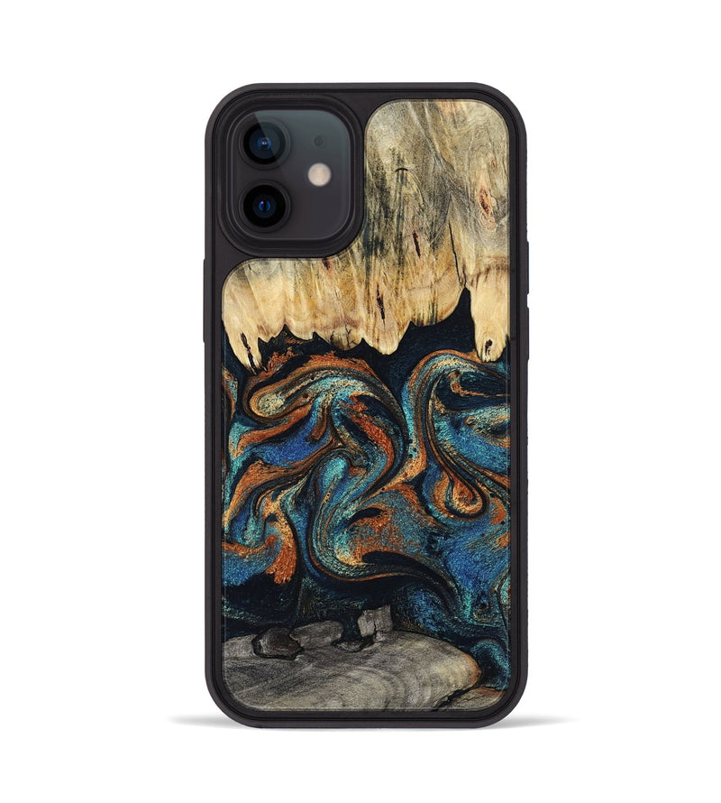iPhone 12 Wood Phone Case - Abdiel (Teal & Gold, 795447)