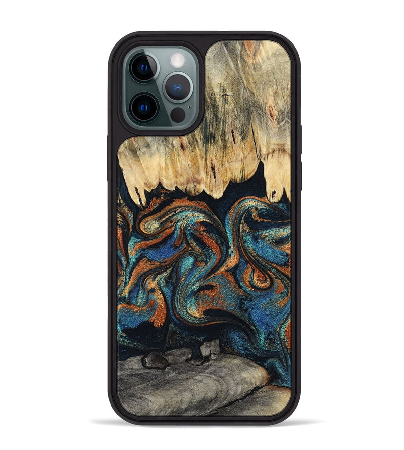 iPhone 12 Pro Max Wood Phone Case - Abdiel (Teal & Gold, 795447)