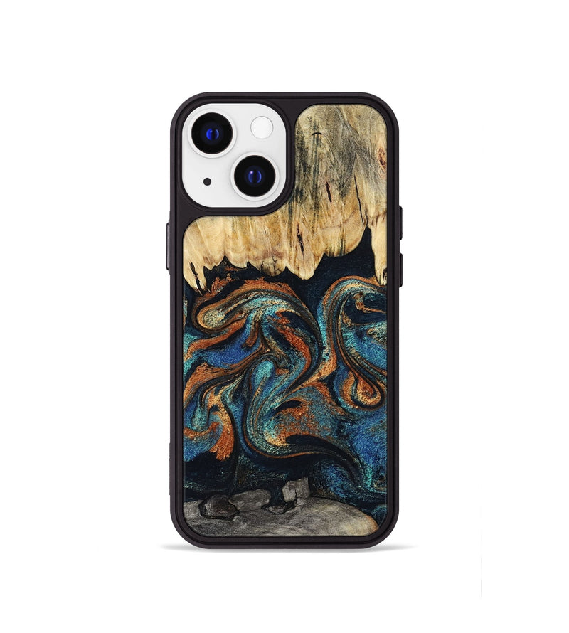 iPhone 13 mini Wood Phone Case - Abdiel (Teal & Gold, 795447)