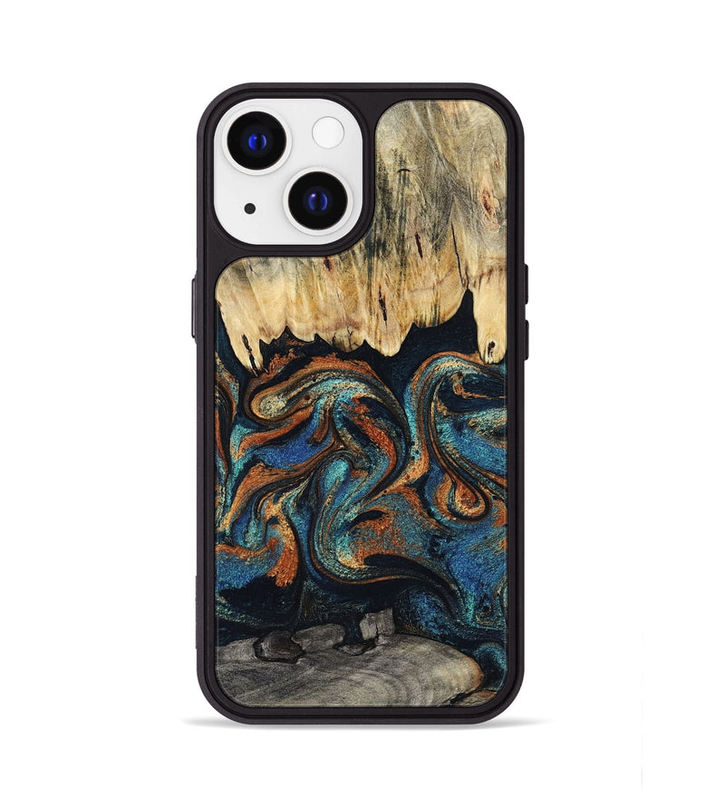 iPhone 13 Wood Phone Case - Abdiel (Teal & Gold, 795447)