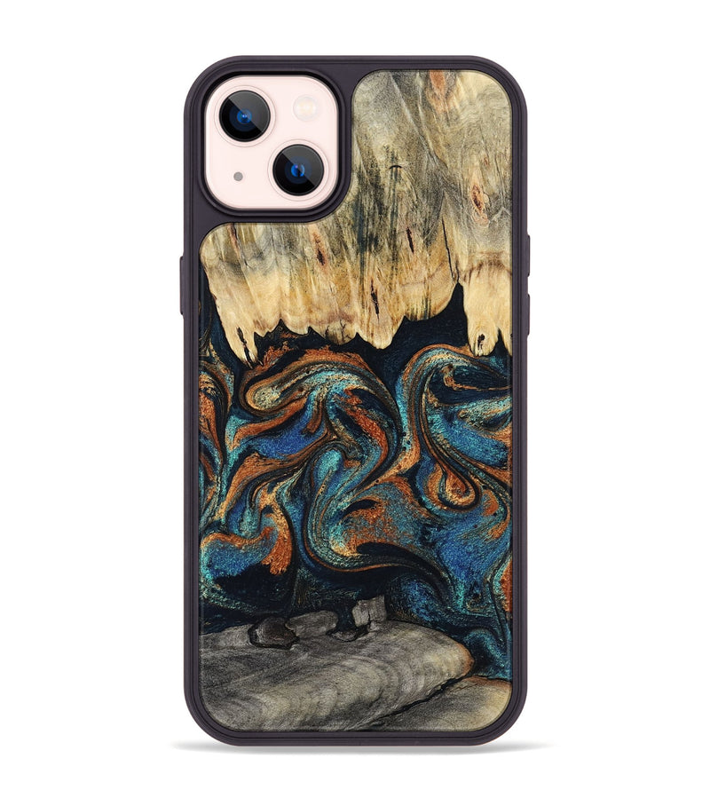 iPhone 14 Plus Wood Phone Case - Abdiel (Teal & Gold, 795447)