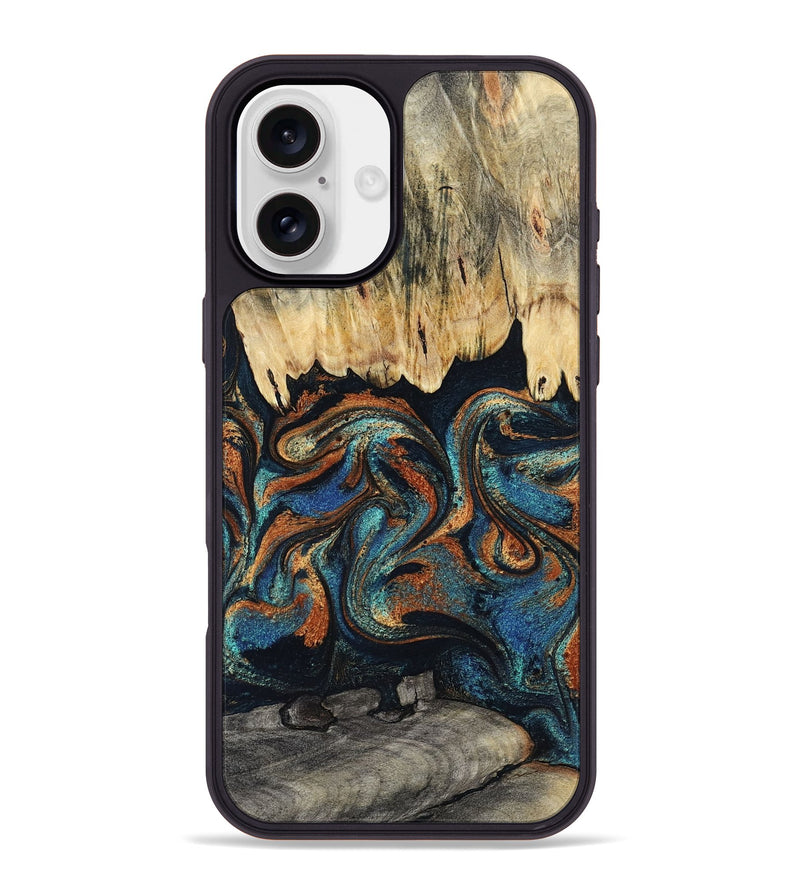 iPhone 16 Plus Wood Phone Case - Abdiel (Teal & Gold, 795447)