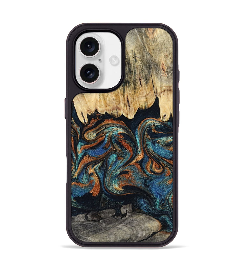 iPhone 17 Wood Phone Case - Abdiel (Teal & Gold, 795447)