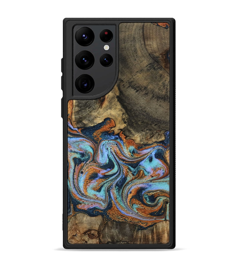Galaxy S22 Ultra Wood Phone Case - Lauri (Teal & Gold, 795451)
