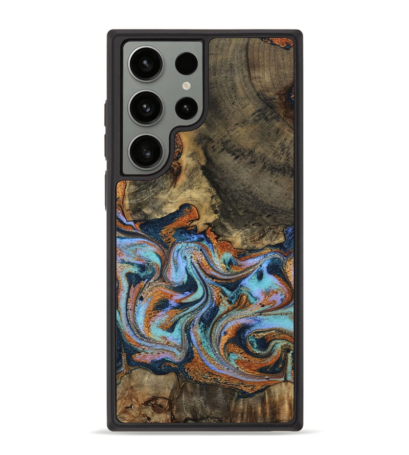 Galaxy S23 Ultra Wood Phone Case - Lauri (Teal & Gold, 795451)