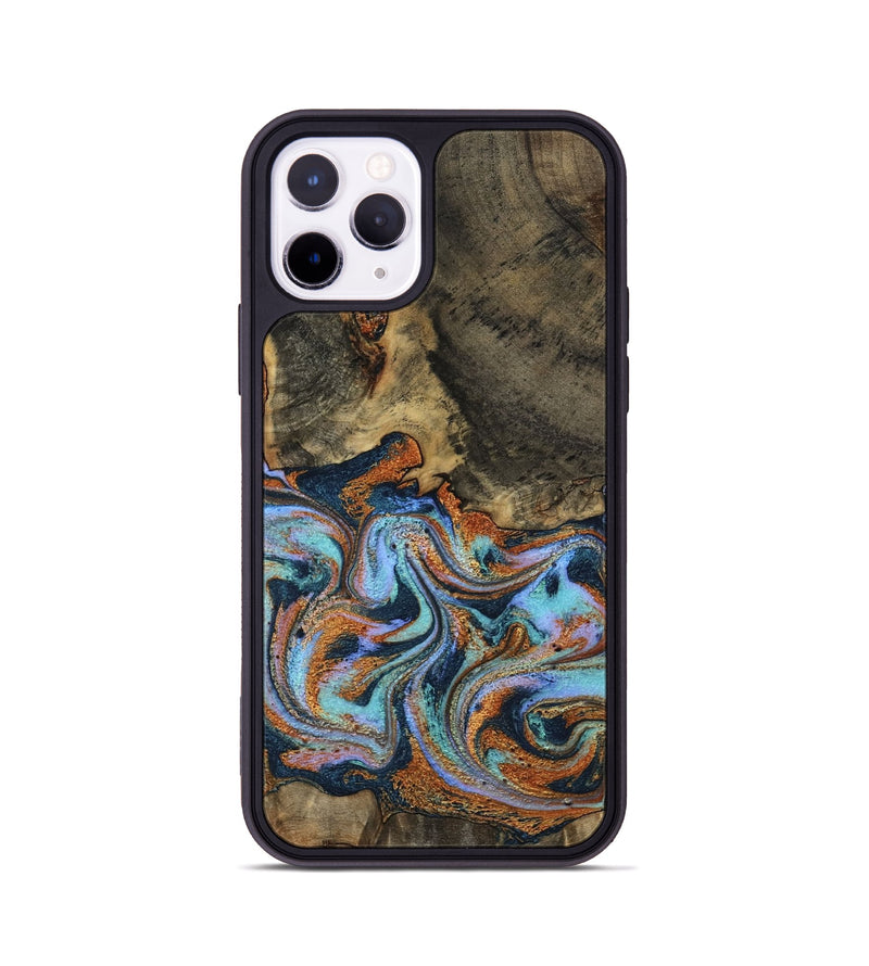 iPhone 11 Pro Wood Phone Case - Lauri (Teal & Gold, 795451)