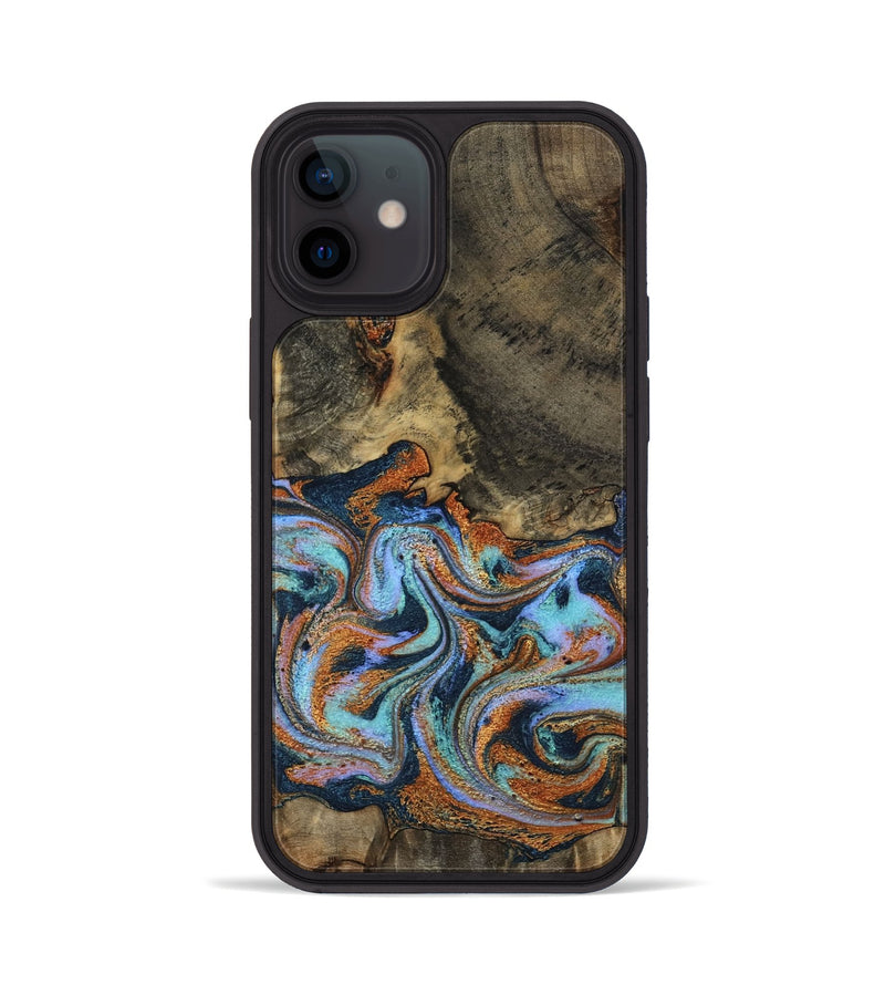 iPhone 12 Wood Phone Case - Lauri (Teal & Gold, 795451)