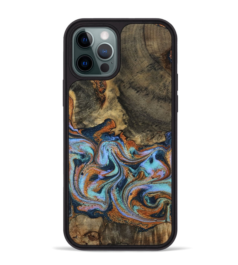 iPhone 12 Pro Max Wood Phone Case - Lauri (Teal & Gold, 795451)