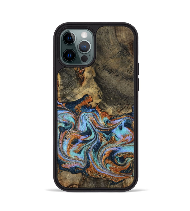 iPhone 12 Pro Wood Phone Case - Lauri (Teal & Gold, 795451)