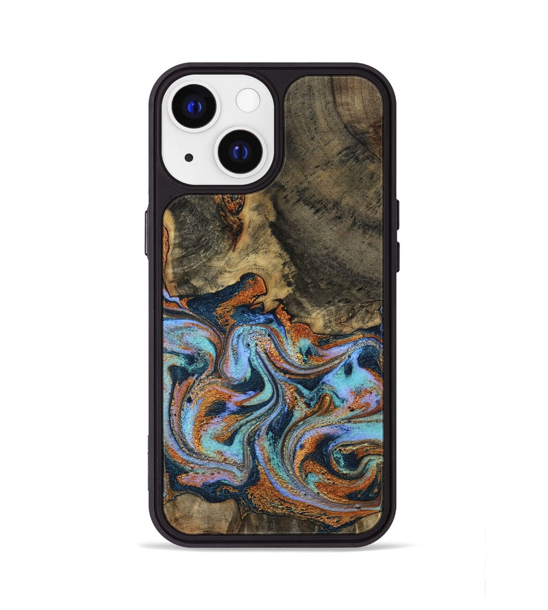 iPhone 13 Wood Phone Case - Lauri (Teal & Gold, 795451)