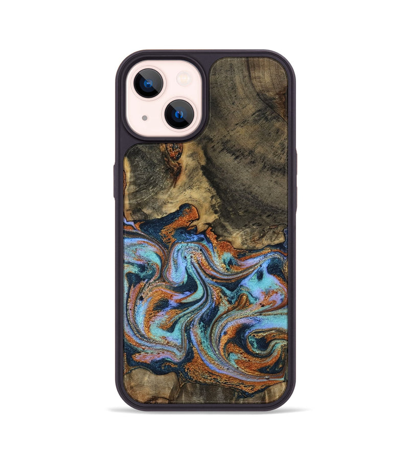 iPhone 14 Wood Phone Case - Lauri (Teal & Gold, 795451)