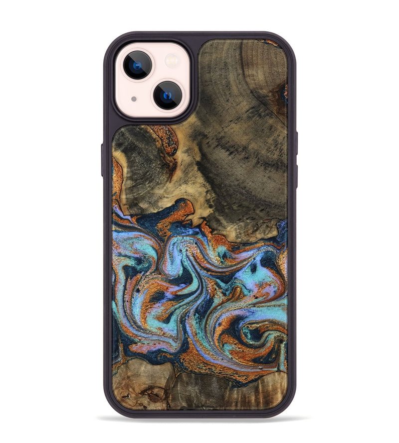 iPhone 14 Plus Wood Phone Case - Lauri (Teal & Gold, 795451)