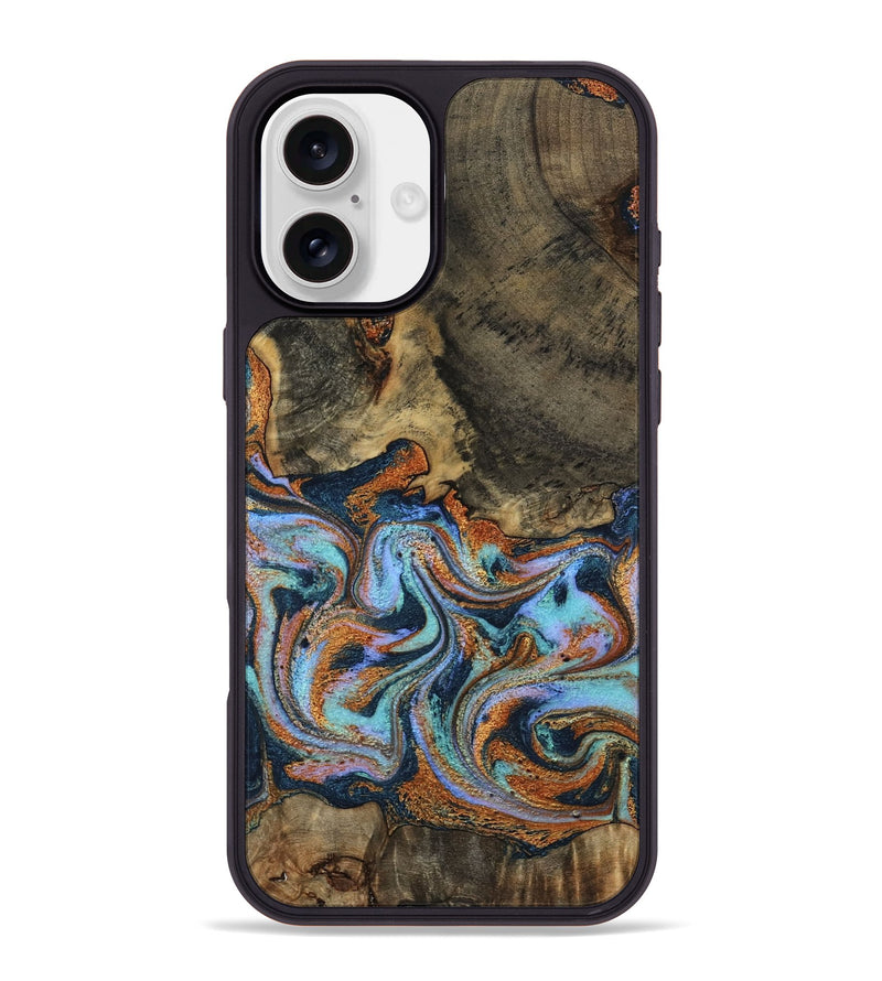 iPhone 16 Plus Wood Phone Case - Lauri (Teal & Gold, 795451)