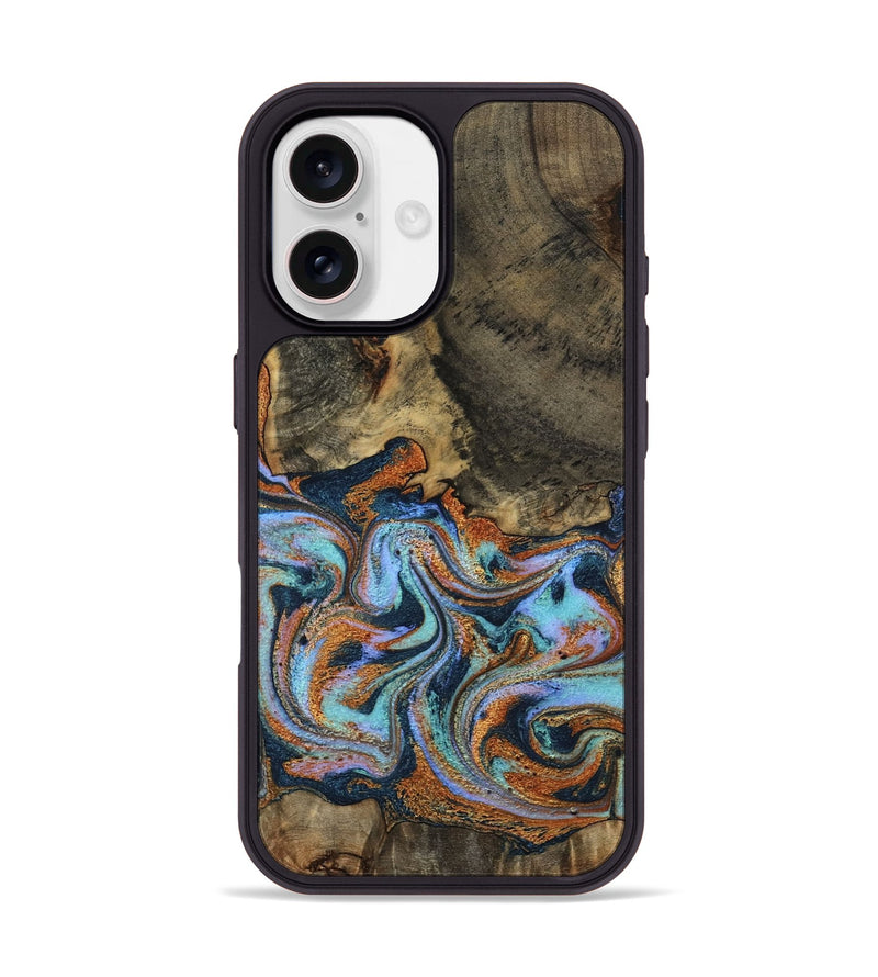 iPhone 17 Wood Phone Case - Lauri (Teal & Gold, 795451)