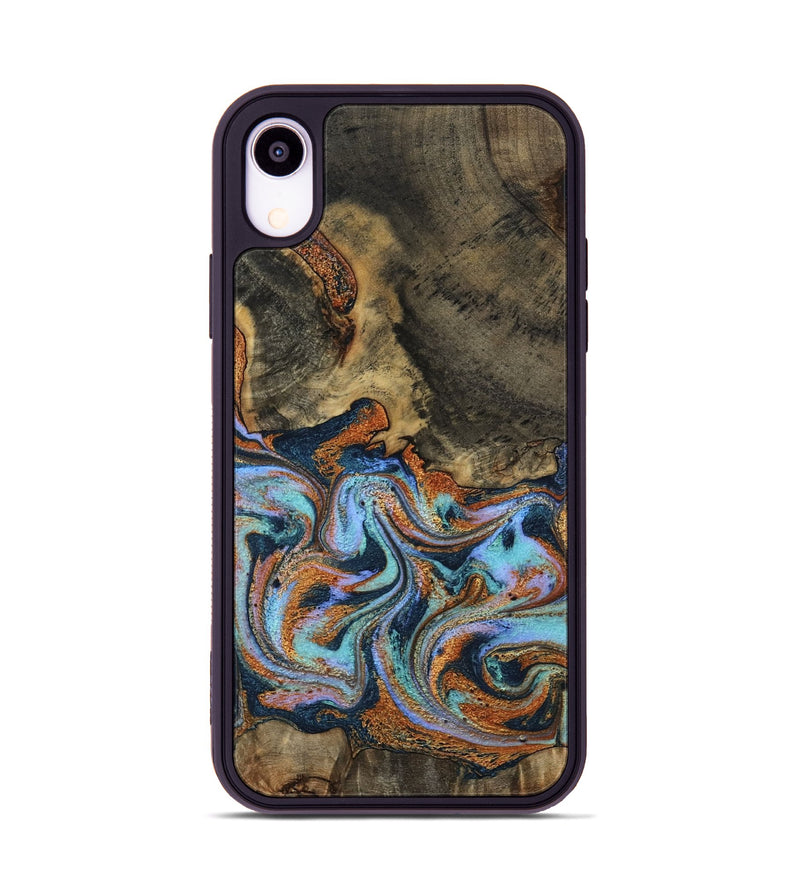 iPhone Xr Wood Phone Case - Lauri (Teal & Gold, 795451)