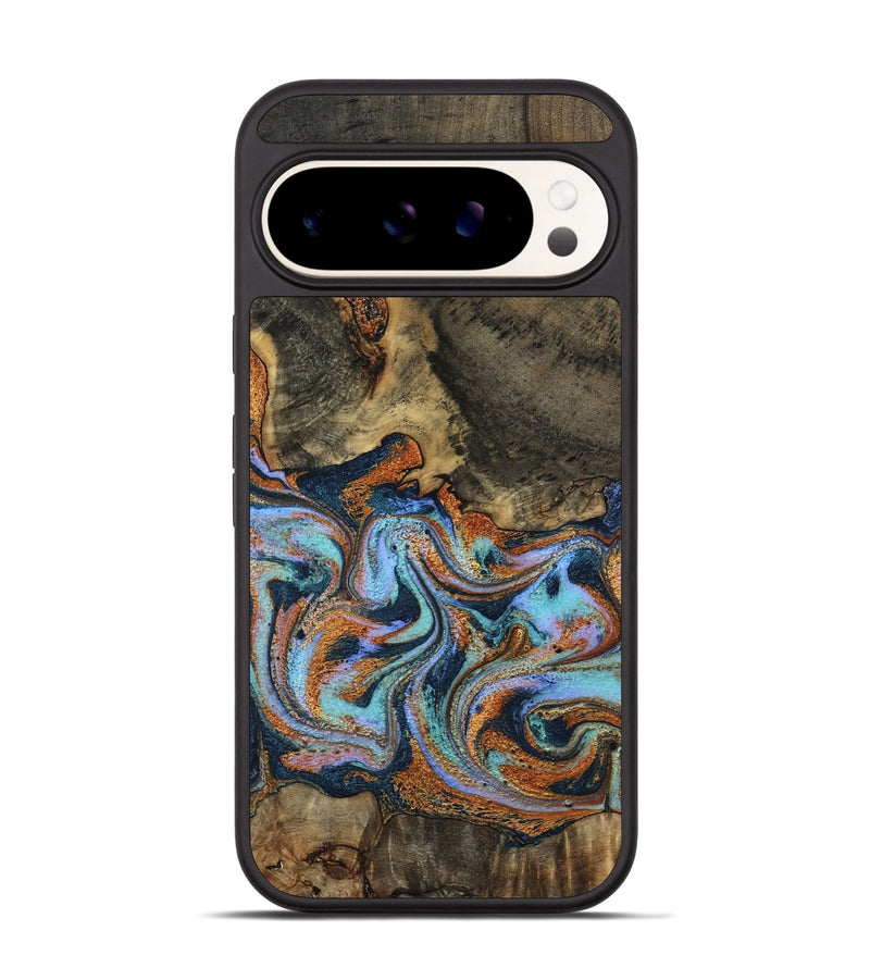 Pixel 9 Wood Phone Case - Lauri (Teal & Gold, 795451)