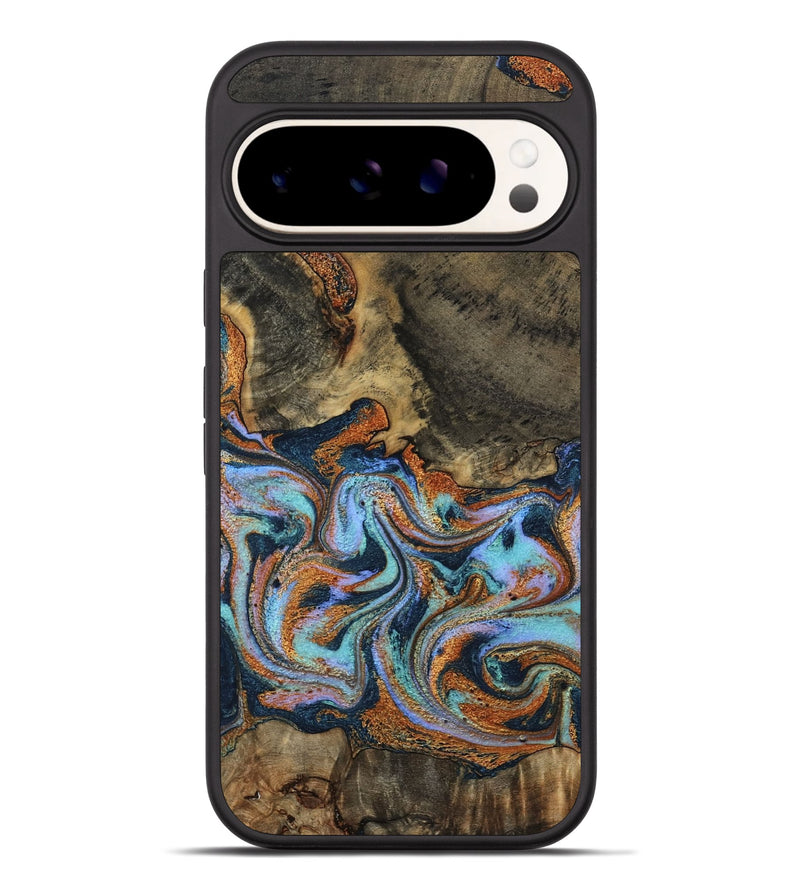 Pixel 9 Pro XL Wood Phone Case - Lauri (Teal & Gold, 795451)