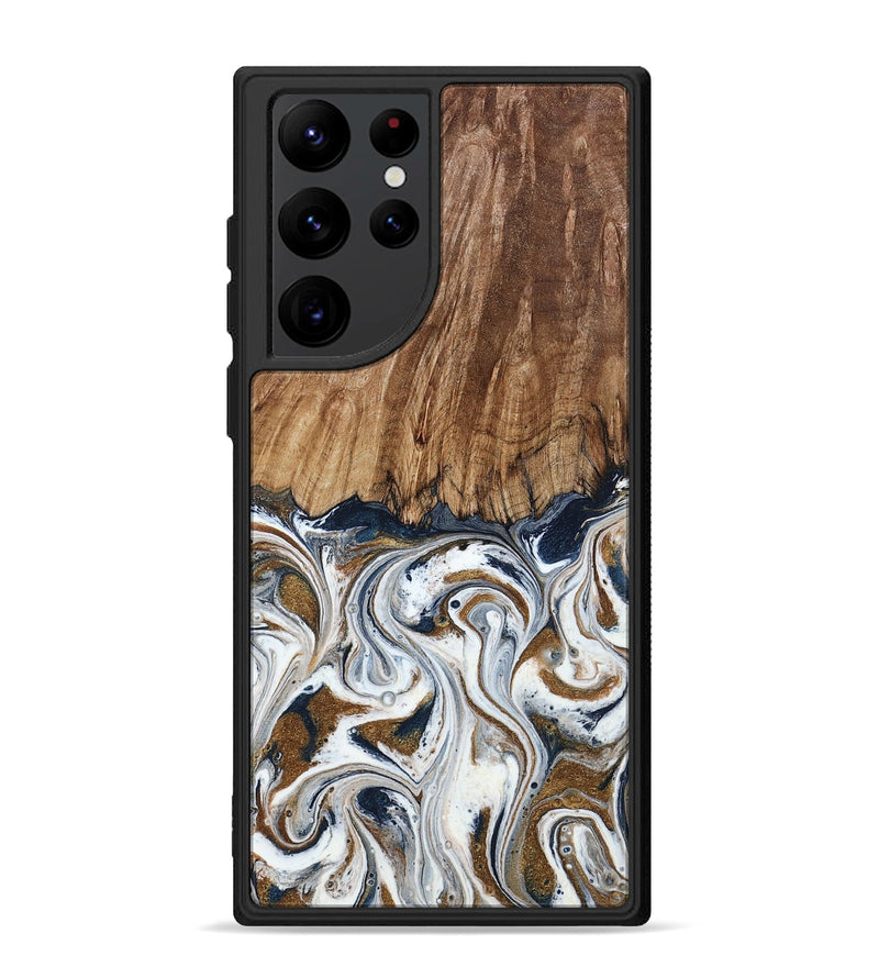 Galaxy S22 Ultra Wood Phone Case - Kye (Teal & Gold, 795463)