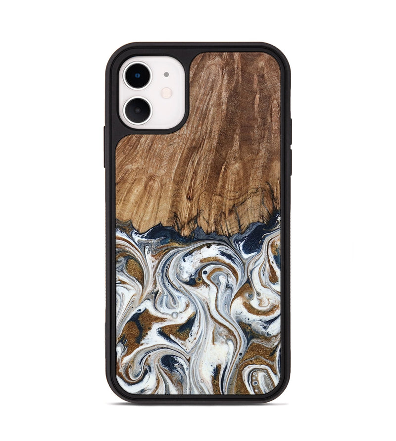 iPhone 11 Wood Phone Case - Kye (Teal & Gold, 795463)