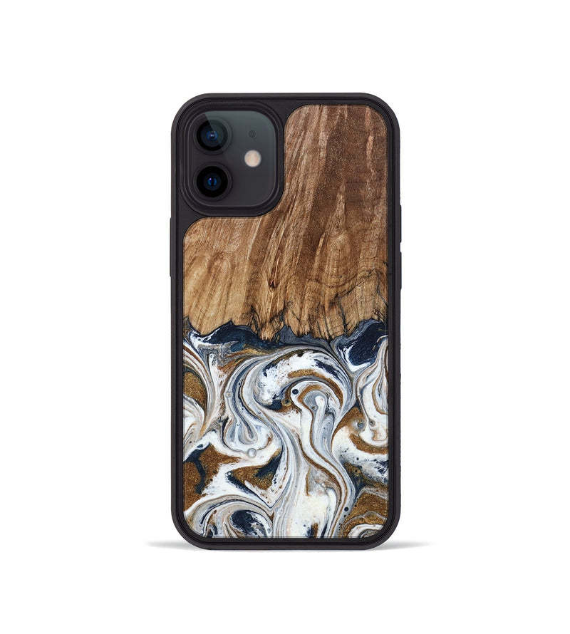iPhone 12 mini Wood Phone Case - Kye (Teal & Gold, 795463)