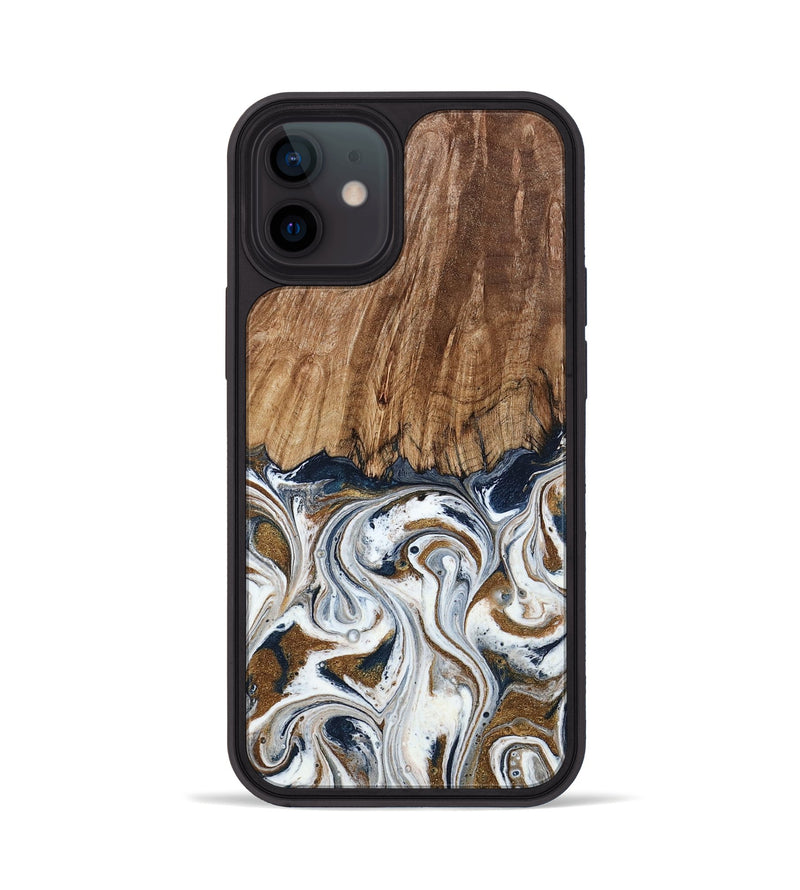 iPhone 12 Wood Phone Case - Kye (Teal & Gold, 795463)