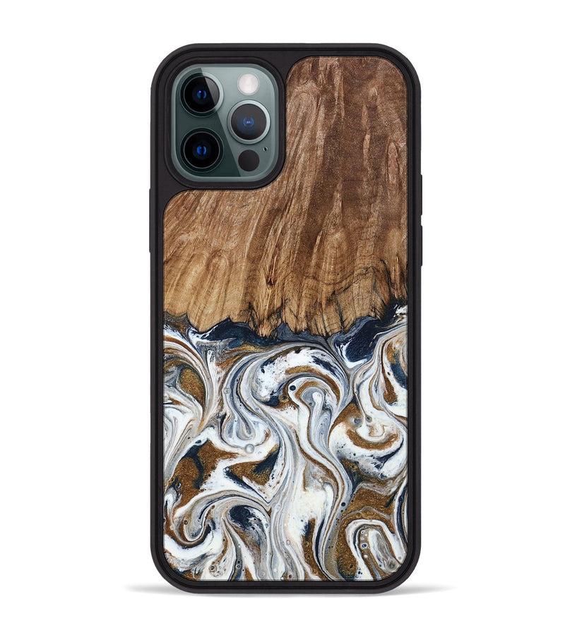 iPhone 12 Pro Max Wood Phone Case - Kye (Teal & Gold, 795463)