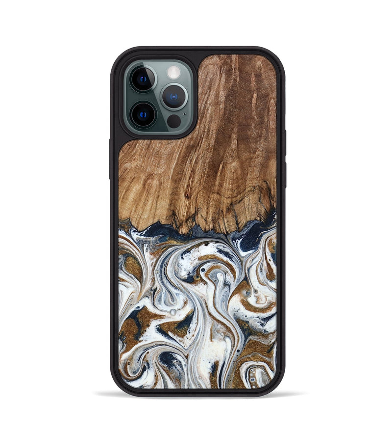 iPhone 12 Pro Wood Phone Case - Kye (Teal & Gold, 795463)