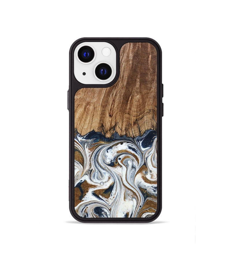 iPhone 13 mini Wood Phone Case - Kye (Teal & Gold, 795463)